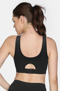 Zelocity Medium Impact Quick Dry Sports Bra - Black Beauty — thumbnail 3